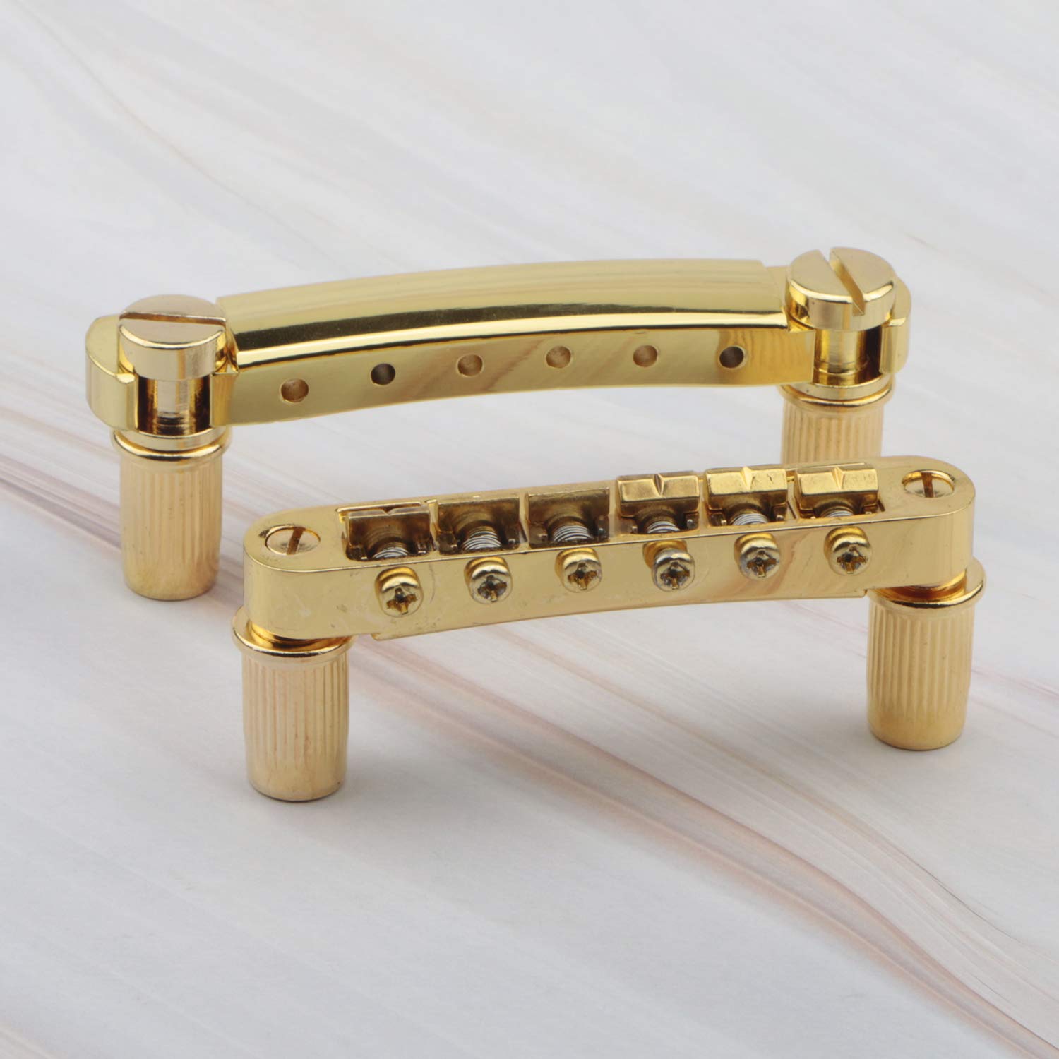 Swhmc Gold Electric Guitar Tune-O-Matic Roller Saddle Bridge & Tailpiece with Studs Set for Les Paul LP SG Style Electric Guitar